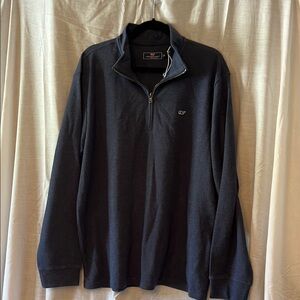 NWOT Men's Vineyard Vines Navy/Gray small stripe Quarter-Zip pullover.